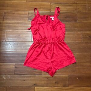 Victoria's Secret Red Satin Tie-Back Romper‎ Sleepwear Y2K|Coquette| Medium